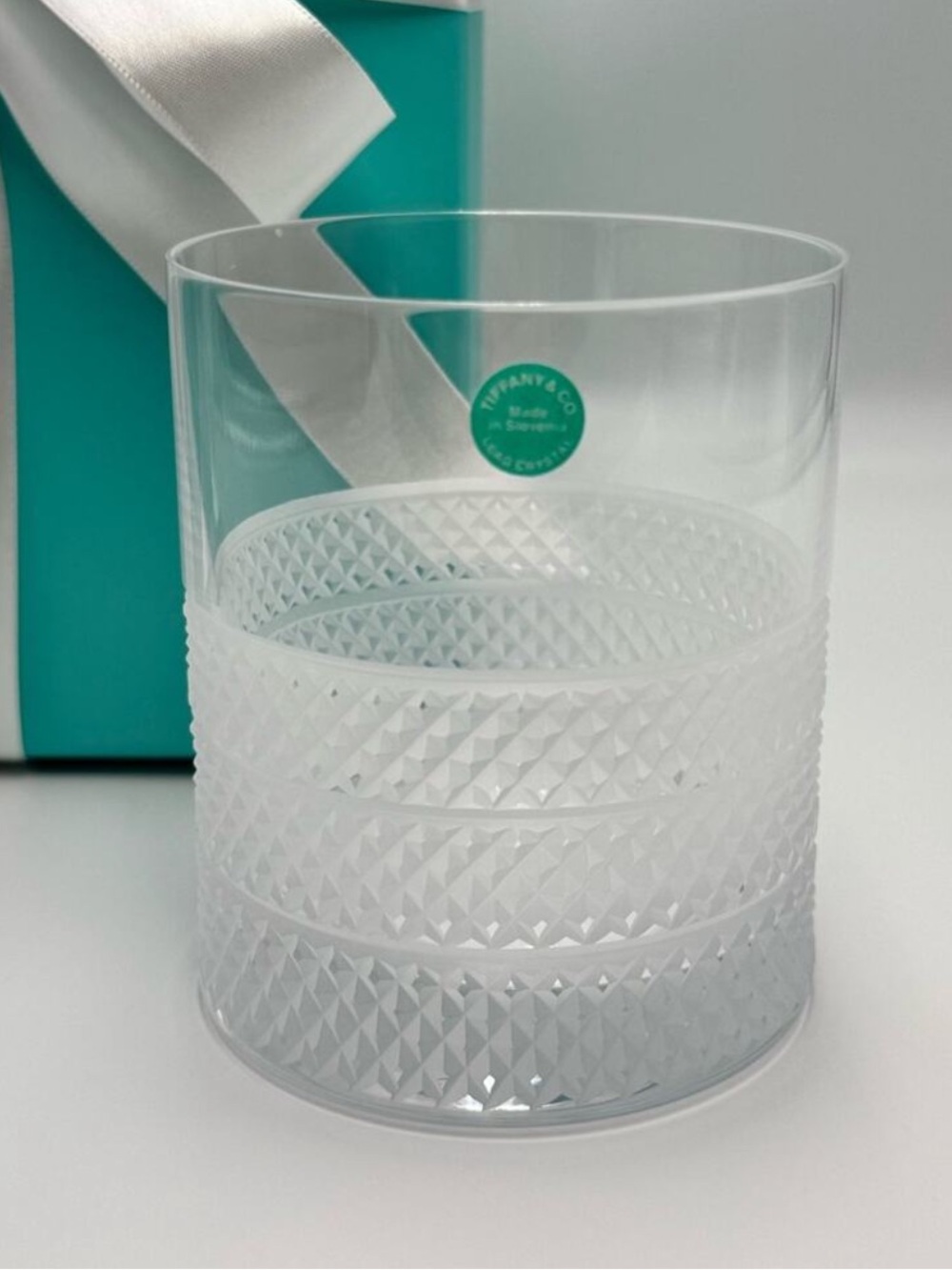 NEW - Tiffany & Co. Diamond Point Lead Crystal Glass One Double Old Fashioned 4” - Picture 10 of 10